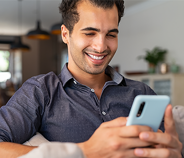 Man checking email on his smartphone.