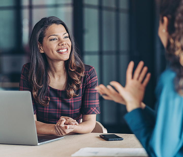 Prospective client interviewing a financial professional.