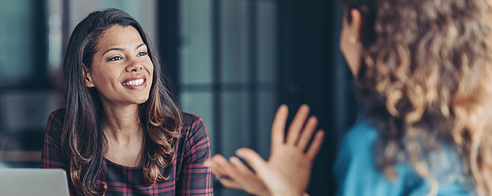 Prospective client interviewing a financial professional.