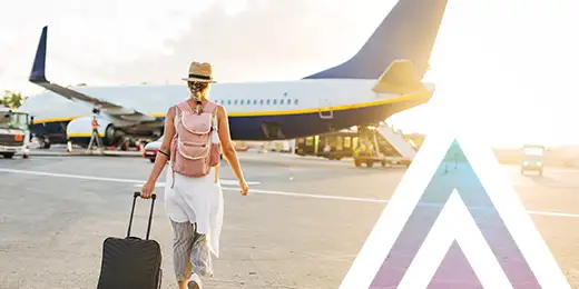 a woman ready to board a plane