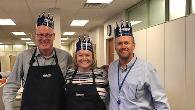 Senior leadership conducting the Pizza with Purpose events
