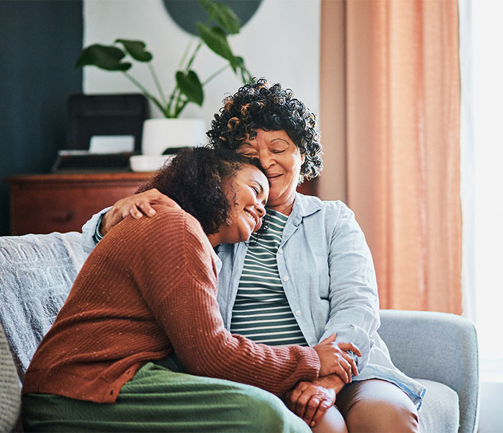 woman hugging her mother