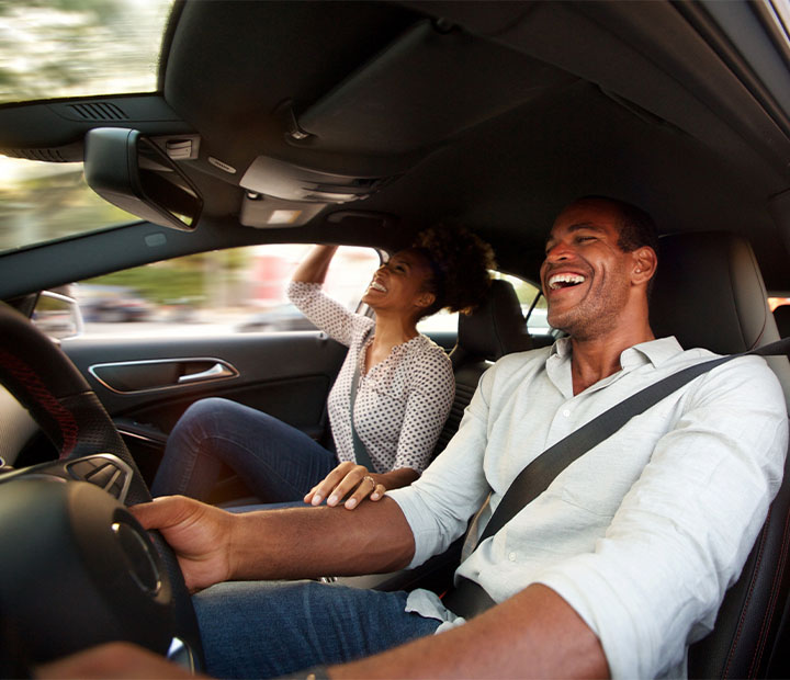 couple riding in the car