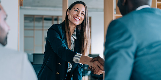 man and woman making a deal